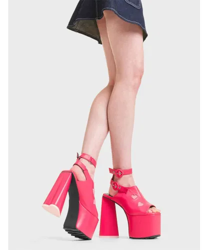 Lamoda Womens Platform Sandals Perfect Girl Open Toe High Heels with Straps - Fuchsia