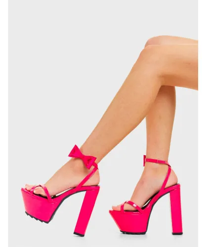 Lamoda Womens Sandals Not Your Girl Open Toe Platform Heel with Strap & Eyelet - Fuchsia