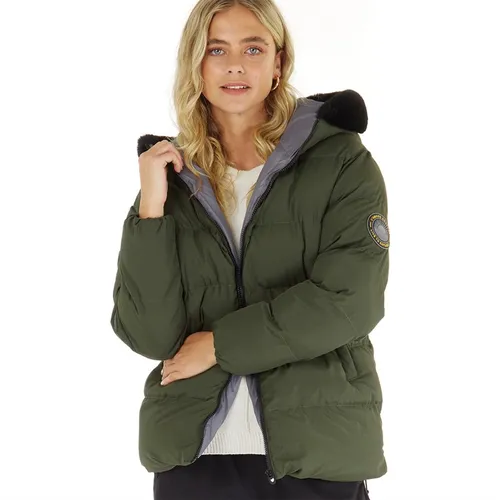 L'amore Couture Womens Cherie Puffer Coat Olive