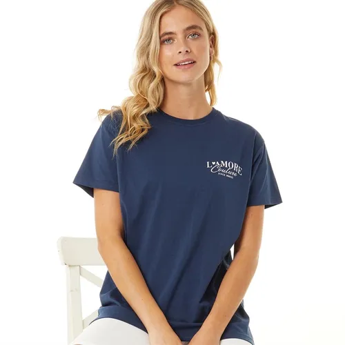 L'amore Couture Womens Helena Oversized T-Shirt Navy