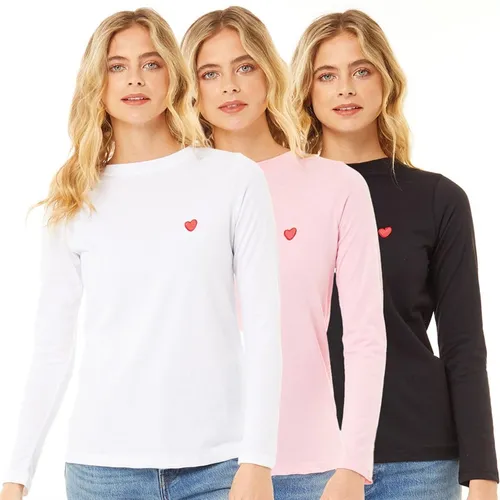 L'amore Couture Womens L'amore Molly Three Pack Long Sleeve T-Shirts Multi