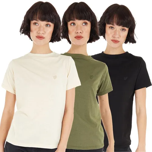 L'amore Couture Womens L'amore Nicole Three Pack T-Shirts Black/Khaki/Stone