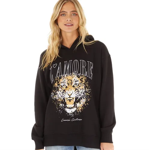 L'amore Couture Womens Tiger Hoodie Black
