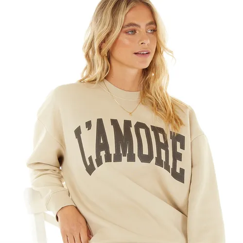 L'amore Couture Womens Victory Sweatshirt Ecru