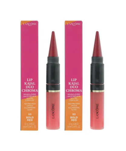 Lancome Womens Chroma Lip Kajal Duo Lipstick 2.7g & Gloss 5.6ml 03 Bold Red x 2 - One Size