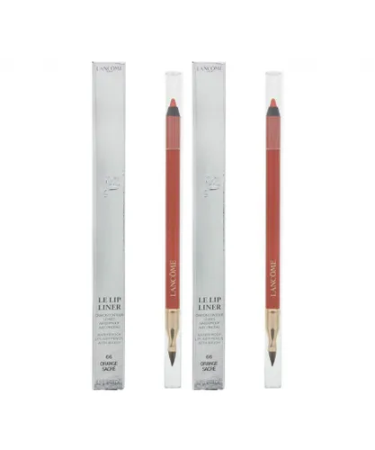 Lancome Womens Le Lip Liner Waterproof Lip Pencil with Brush - 66 Orange Sacre X2 - One Size