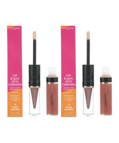 Lancome Womens Lip Kajal Duo Chroma Lipstick + Gloss 5.6ml - 10 Pure Brown x 2 - One Size