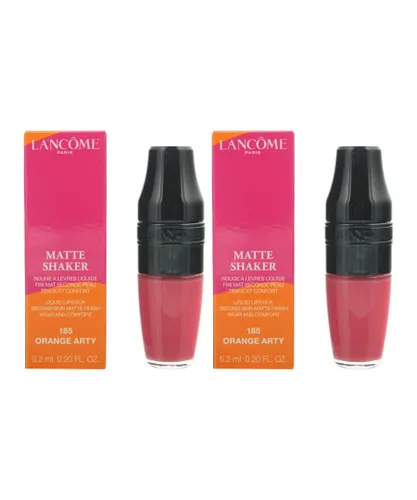 Lancome Womens Matte Shaker Liquid Lipstick 6.2ml - 185 Orange Arty x 2 - One Size