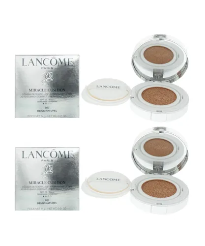 Lancome Womens Teint Miracle Cushion Compact #025 Beige Natural Foundation 14g x 2 - One Size
