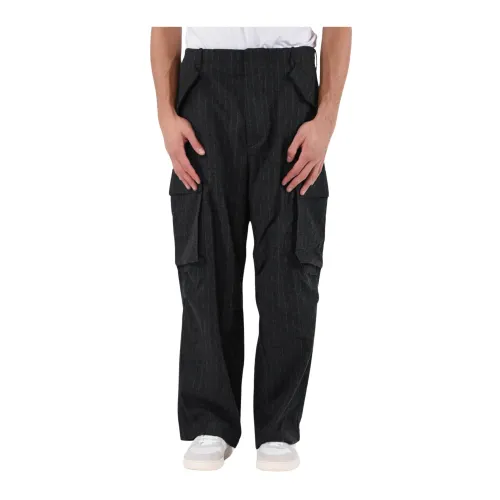 Laneus , Striped Cargo Pants ,Gray male, Sizes: