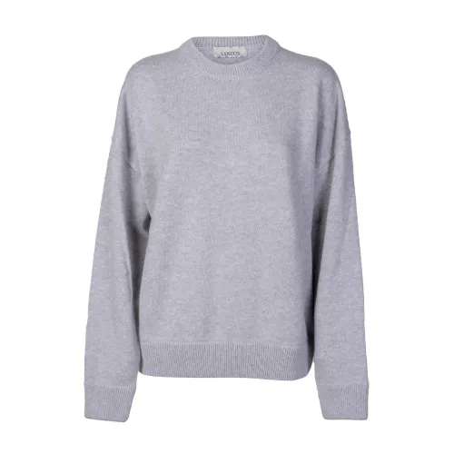 Laneus , Womens Sweater. Round Neck Wool and Angora Blend. Made in Italy ,Gray female, Sizes: