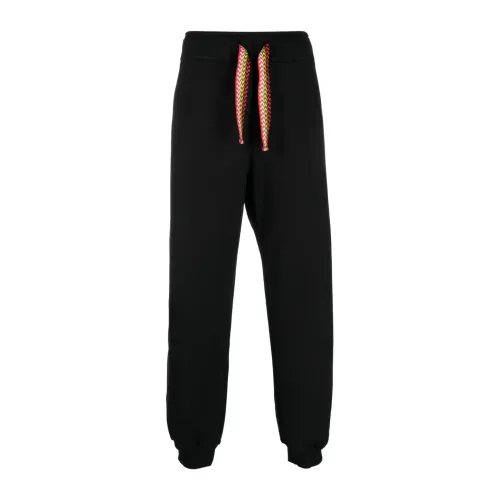 Lanvin , Black Drawstring Cotton Track Pants ,Black male, Sizes: