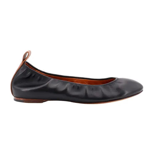 Lanvin , Black Leather Ballerina Shoes ,Black female, Sizes: