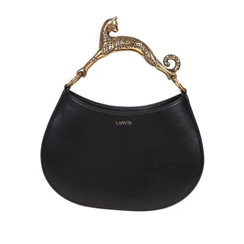 Lanvin , Black Leather Cat Handle Handbag ,Black female, Sizes: ONE SIZE