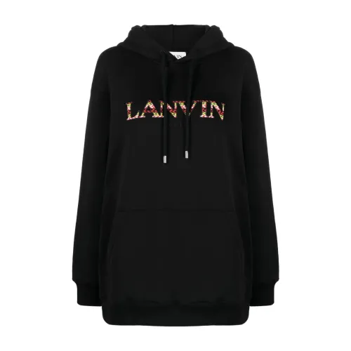 Lanvin , Black Logo-Embroidered Sweater ,Black female, Sizes: