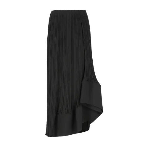 Lanvin , Black Pleated Flared Skirt ,Black female, Sizes: