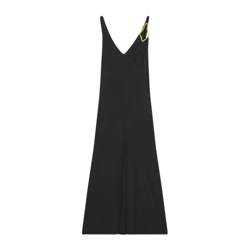 Lanvin , Black Sleeveless A-Line Midi Dress ,Black female, Sizes: