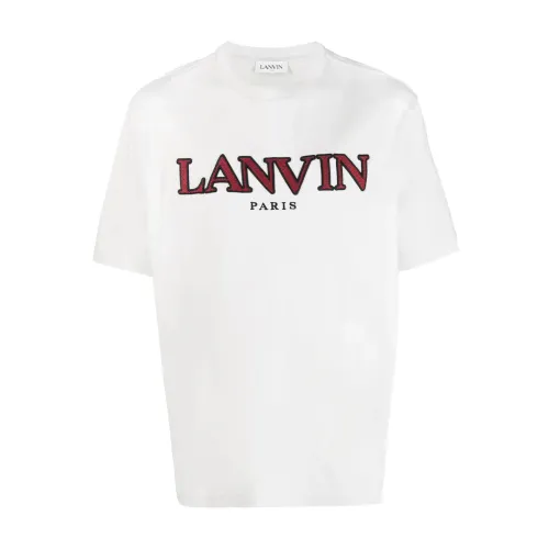 Lanvin , Classic Curb Logo T-Shirt ,White male, Sizes: