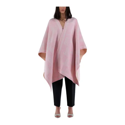 Lanvin , Double Face Wool Poncho JL 3D ,Pink female, Sizes: ONE