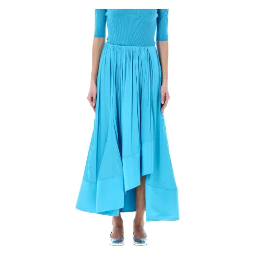 Lanvin , Draped Midi Skirt with Ruffled Bottom ,Blue female, Sizes:
