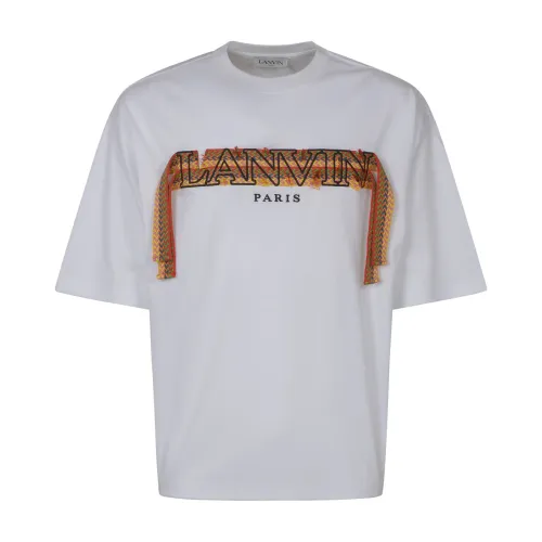 Lanvin , Embroidered Curb Lace T-Shirt ,White male, Sizes: