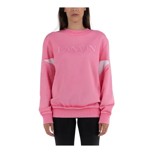 Lanvin , Embroidered Lanvin Paris Sweatshirt ,Pink female, Sizes: