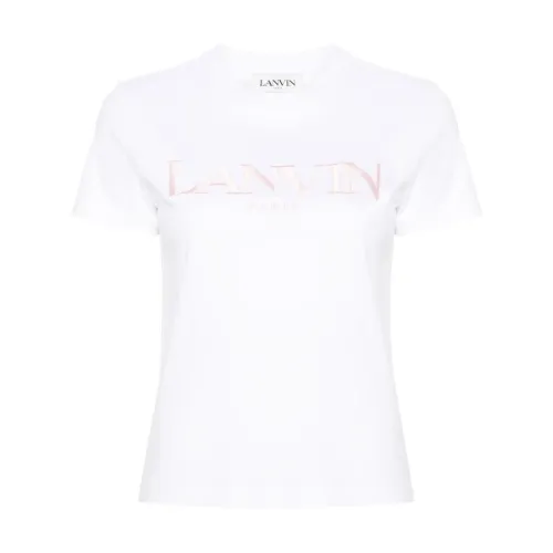 Lanvin , Embroidered Logo T-shirts and Polos ,White female, Sizes: