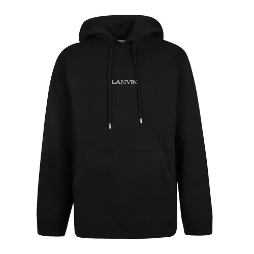 Lanvin , Embroidered Oversized Hoodie ,Black male, Sizes: