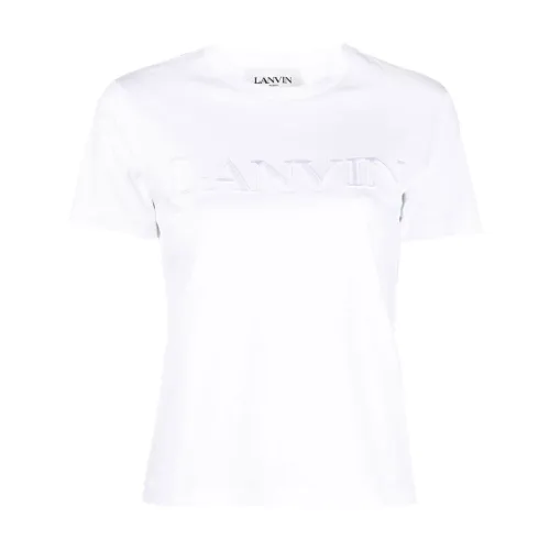 Lanvin , Embroidered Tee with Classic Fit ,White female, Sizes: