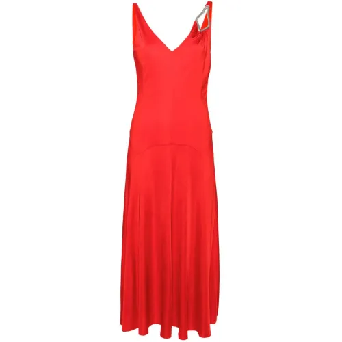 Lanvin , Flame A-Line Sleeveless Midi Dress ,Red female, Sizes: