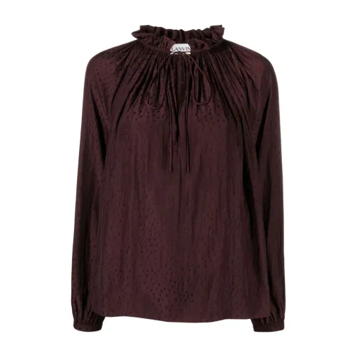 Lanvin , Flare long sleeve blouse ,Brown female, Sizes: