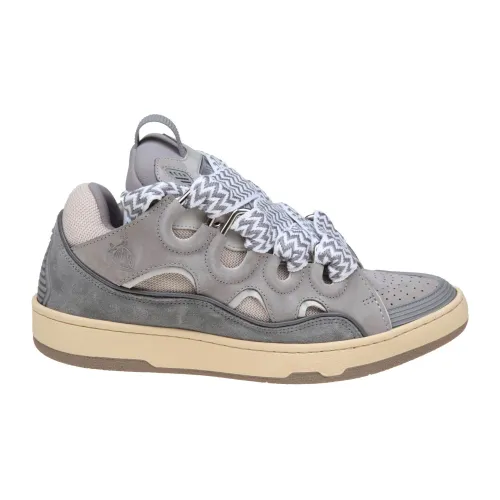 Lanvin , Grey Sneakers in Leather and Suede ,Gray male, Sizes: