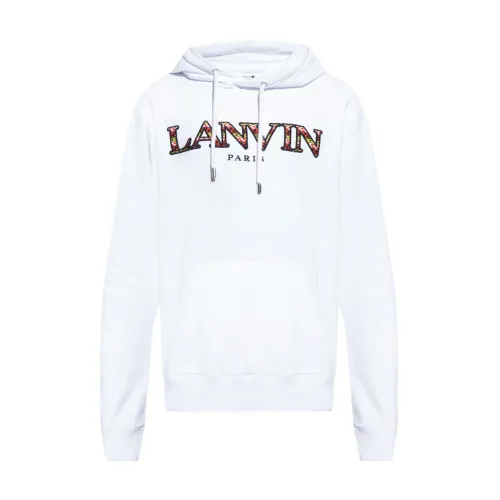 Lanvin , Hoodie with logo ,White male, Sizes: