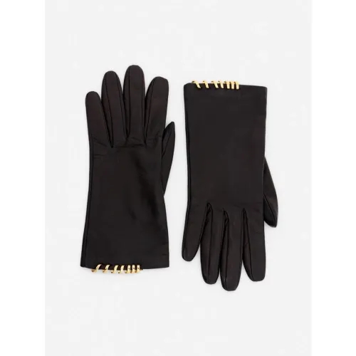Lanvin , Leather Melody Gloves ,Black female, Sizes: