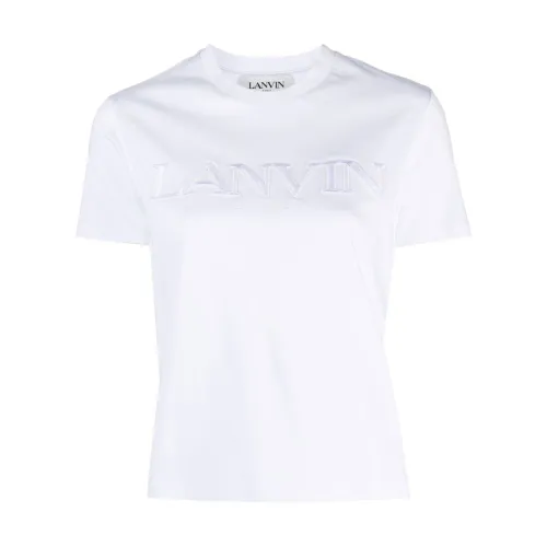 Lanvin , Logo Lettering Cotton T-Shirt ,White female, Sizes: