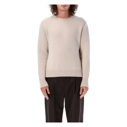 Lanvin , Mens Cable Knit Crewneck Sweater Aw23 ,Beige male, Sizes: