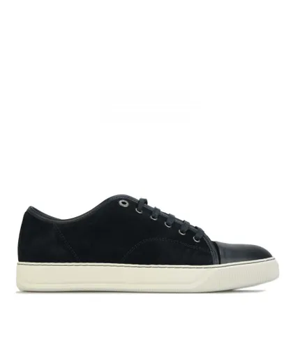 Lanvin Mens Matt Toe Cap Sneakers in Navy Leather (archived)