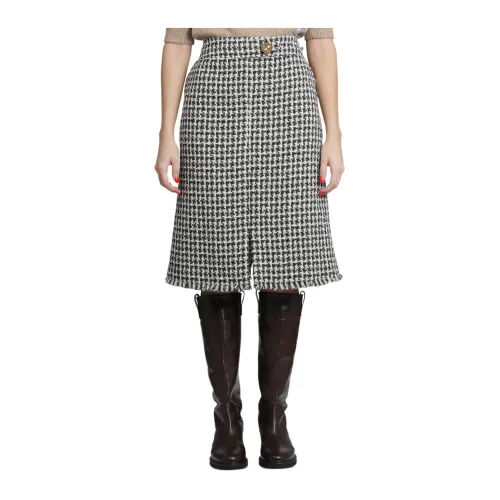 Lanvin , Midi Skirt with Fringed Hem ,Beige female, Sizes: