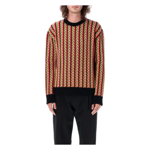 Lanvin , Multicolor Chevron Knit Sweater Aw23 ,Multicolor male, Sizes: