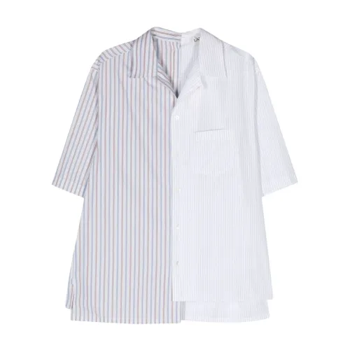 Lanvin , Multicolour Poplin Panelled Shirt ,White male, Sizes: