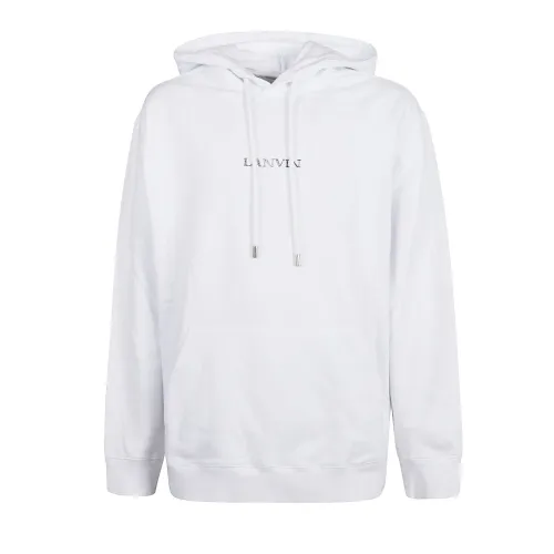 Lanvin , Oversized Embroidered Hoodie ,White male, Sizes: