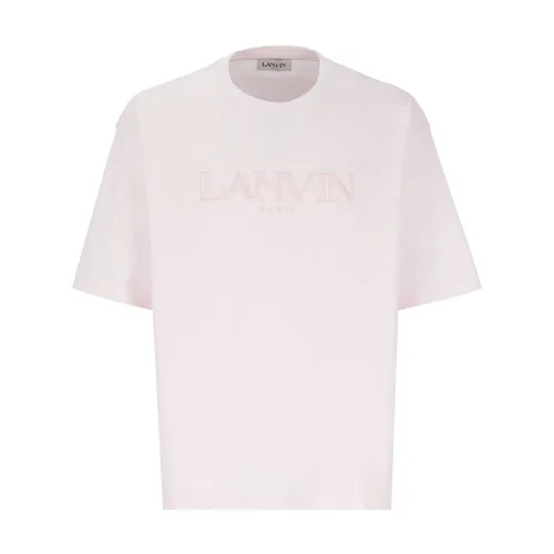 Lanvin , Pink Cotton T-shirt with Embroidery ,Pink male, Sizes: