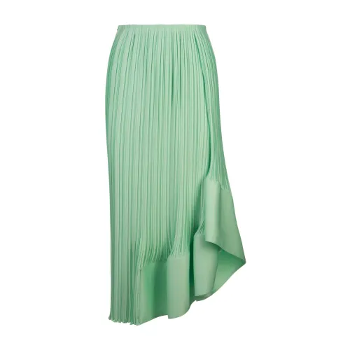 Lanvin , Pleated Satin Midi Skirt Green ,Green female, Sizes: