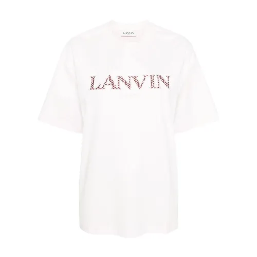 Lanvin , Powder T-shirts and Polos with Logo Patches ,Pink female, Sizes: