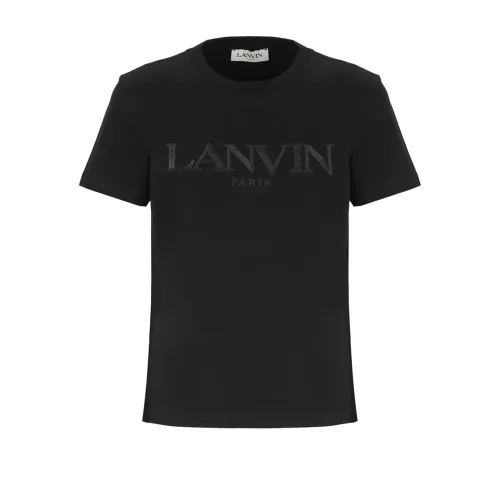 Lanvin , Regular Embroidered T-Shirt ,Black female, Sizes: