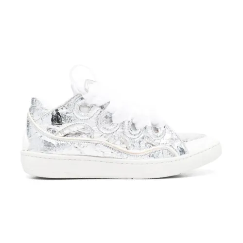 Lanvin , Silver Curb Sneakers ,Gray female, Sizes: