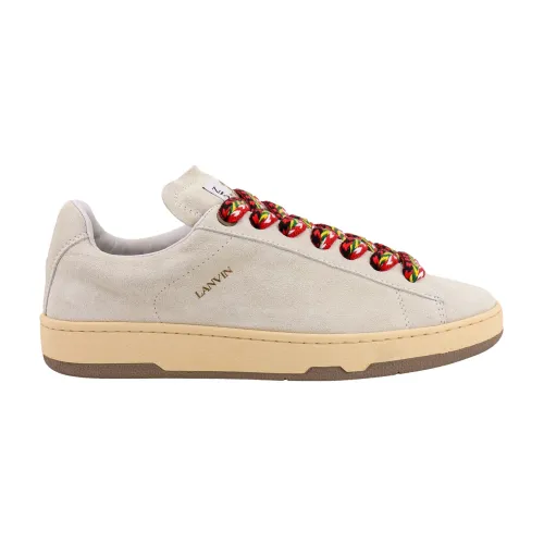 Lanvin , Suede Lace-up Sneakers ,Beige male, Sizes: