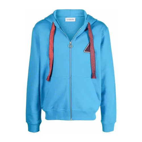 Lanvin , Triangle Zip-Up Sweatshirt ,Blue male, Sizes: