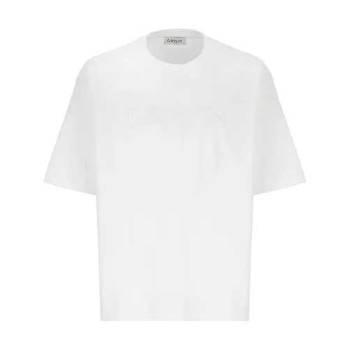 Lanvin , White Cotton T-shirt with Embroidered Logo ,White male, Sizes: