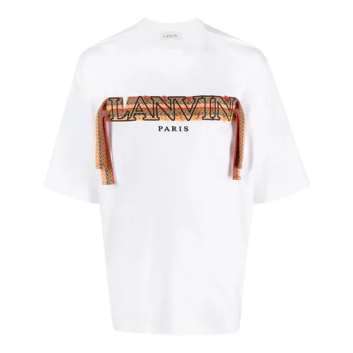Lanvin , White Cotton T-shirt with Front Logo ,White male, Sizes: